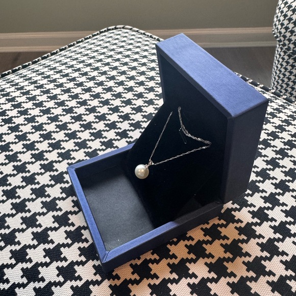 SOLITAIRE SOUTH SEA PEARL PENDANT NECKLACE W/ DIAMOND 14K W. GOLD - Picture 3 of 8